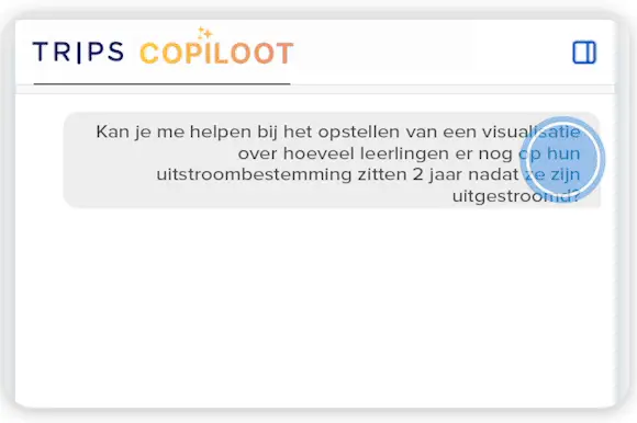 Schermopname van TRIPS Explore, waarin de Copiloot helpt een visualisatie op te stellen.